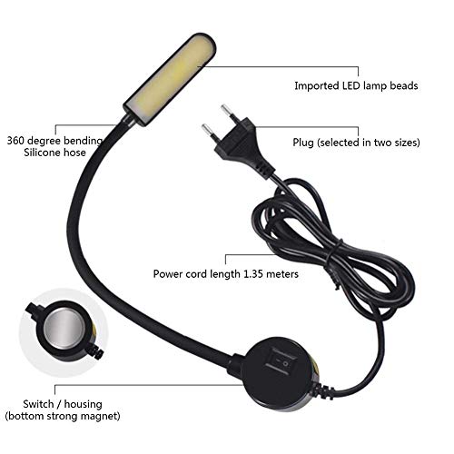Image of Lucky Store 10W LED Magnetic Mounting Base Lamp for Home Study, Reading Book, Bedside, Flexible Desk Light, Table Lamp with Toggle Switch - White