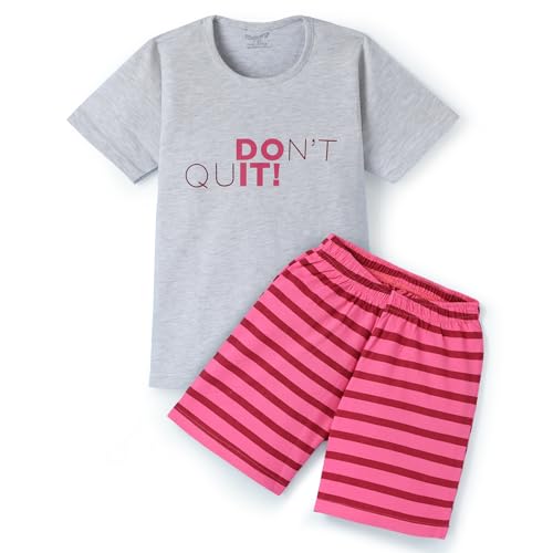 Image of Girls Premium Cotton Printed T-Shirt & Shorts Set | Summer Wear Comfortable Loungewear Clothing Set | Girls Co-Ord Set | Casual Half Sleeve Printed Top & Bottom Set
