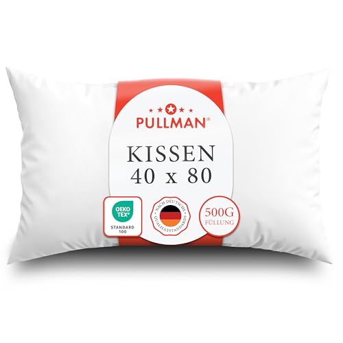 Pullman Kopfkissen 40x80 cm - Hotelqualität Mikrofaser Kissen für Alle Schlafpositionen, Bequemes Allergiker Schlafkissen mit 500g Füllmaterial,...
