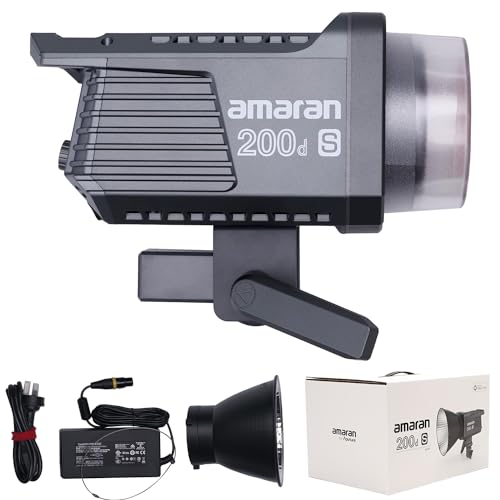 Aputure Amaran 200d S LED Video Light, 200W CRI96+ TLCI99+ SSI87+ CQS95+ 55,800 lux@1m Sidus Link Bluetooth App Control 8 Pre-Programmed Lighting Effects DC/AC Power Supply Photography Shooting Light