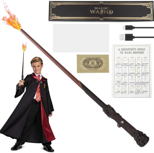 Image of Wizard Magic Wand 17 Inch Premium Metal Core LED Fireball Wand for Kids Adults Cosplay Halloween Birthday Party Collectible Roleplay Toy