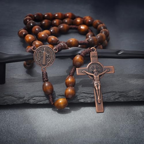 komi handmade wooden catholic rosaries rosary beads necklace from bethlehem wood christian prayer holy soil medal amp metal cross for catholic or christian gift