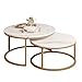 WiberWi Round Coffee Table Nesting Tables Set of 2, Large : Ø 34.0