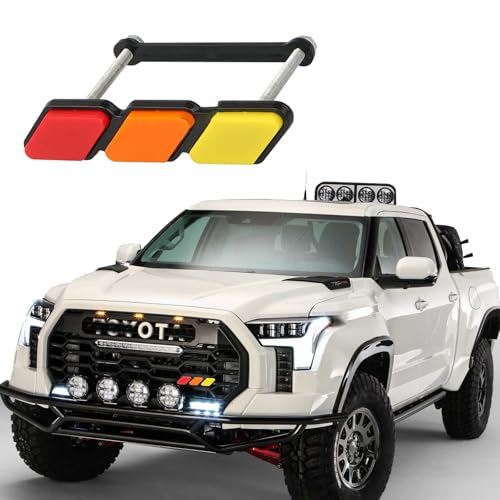 Image of ijuicy 1 PC TRD Tri-Color Grille Decor Badge Emblem, Car Truck Label Decoration Accessories, Compatible with Tacoma 4Runner Tundra Sequoia Rav4 Highlander (Yellow & Orange & Red)