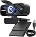 TRAUSI 1080P HD Webcam mit Mikrofon, Geräuschunterdrückung, Privatsphäre, Weitwinkelobjektiv, Auto-Lichtkorrektur, Plug & Play USB-Webcam, Desktop, PC, Mac, Zoom, Skype, Streaming, Tiefschwarz