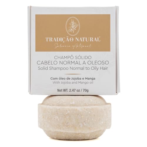 Champú pastilla sólido - 70 g - protege y nutre - sin sulfatos - Para cabello normal a graso - enriquecido con aceite de jojoba y mango