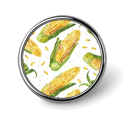 Aluminium Alloy Round Badge Brooch Pins for Men Cartoon Corn on The Cob Brooches Elegant Pin for Women Fashion Button Badges Brooch Badge for Hats Jackets Shirts