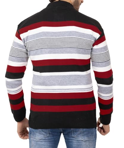 Image of ColorChakra Mens Woolen Sweater for Winters Striper Cardigan Wool Pullover
