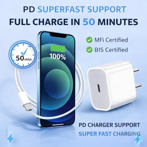 Image of HESPA 20W Fast Charging Adapter with 2 Meter Cable | Original Like Fast Speed | 6 Months Warranty | Compatible with iPhone 14, 13, 12, 11, X, XR, 8 & Others