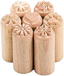Wooden Stamp,Block Print Wood Stamps 7PCS Wood Pottery Tools Stamps Column Wooden Stamps Natural Wood Stamps with Mixed Patterns for Scrapbook, Card Making, Crafts