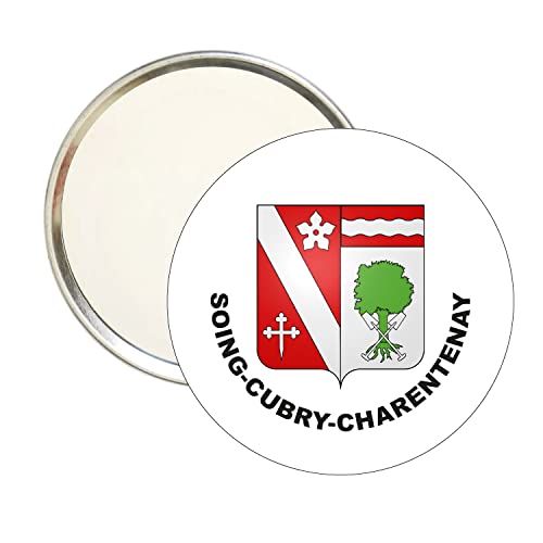 ROUND MIRROR. HERALDIC SHIELD SOING-CUBRY-CHARENTENAY HAUTE-SAONE FRANCE