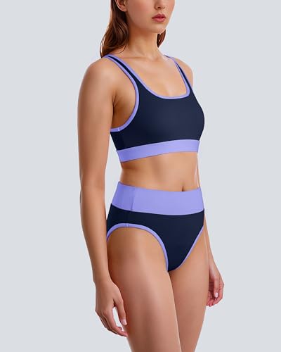 Period Swimwear Two Pieces Leakproof Swimsuit Menstrual High Waist Sporty Bikini Sets Color-Block Bathing Suit for Teen Girl4