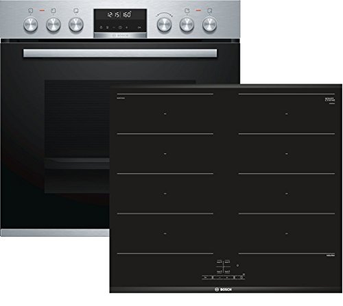 Bosch HND679LS65 Herd-Kochfeld-Kombination (Einbau) / A / 59,4 cm / Edelstahl / Klapptür / LCD-Display / Pyrolyse / Induktionskochfeld (herdgesteuert) / 4 Induktions-Kochzonen / Umlaufender Rahmen