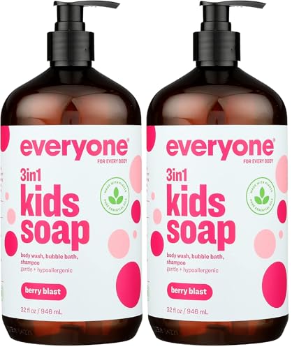Image of Everyone 3-In-1 Berry Blast Scent Gentle And Hypoallergenic Kids Soap, Gluten Free, 32 Fluid Ounce (Pack Of 2)