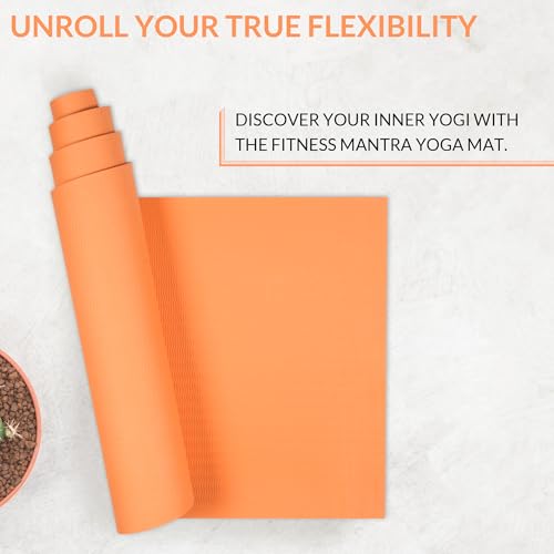 Fitness Mantra® 6mm Yoga Mat with Carrying Strap for Gym Workout and Yoga Exercise Anti-Slip Yoga Mat for Men & Women Fitness|Color Orange| 5 41ao7Ed62KL
