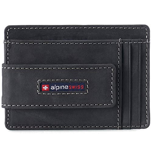 Image of alpine swiss Harper Mens RFID Slim Money Clip Front Pocket Wallet Minimalist Leather ID Card Holder