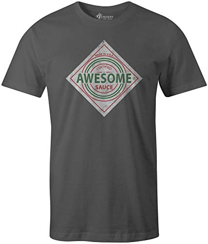 9 Crowns Tees Mens Awesome Sauce Hot Sauce T-Shirt-Tabasco Mens Metal-Large