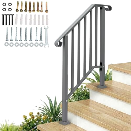 Outopee 3 Level Outdoor Handrail for 2-3 Steps Silver