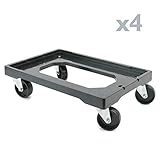 Kit de 4 plataformas con ruedas, para el transporte de cajas de plástico de la norma euro (euro box).