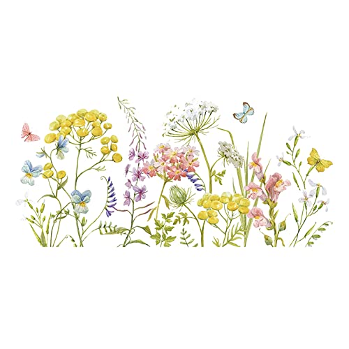 Autocollants muraux en vinyle à décoller et à coller pour chambre à coucher Motif oiseaux Papillons et fleurs colorées, multicolore, taille unique