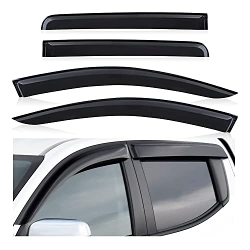 JHCHAN Windabweiser-Set für Mitsubishi Warrior L200 MK5 2015–2024, 4D-Doppelkabine Rauch-Regenschutz, Sonnenblende, externes Zubehör, Schutz, dunkles Acryl, 4 Stück