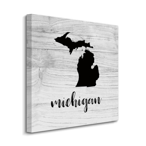 Lienzo impreso con mapa de Michigan y frases motivadoras, el alma de tu sala de estar