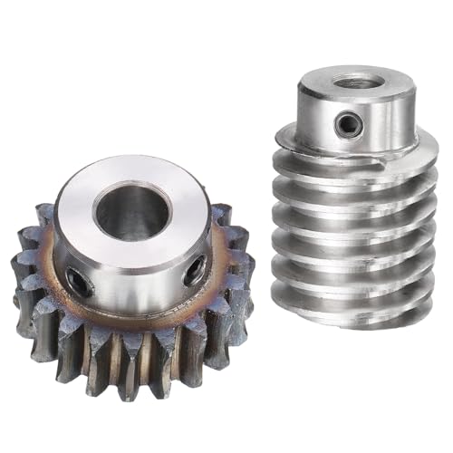 uxcell #45 Steel Worm Gear Set 20T 1.5 Module 20:1 Reduction Rate, Right Rotation Drive Gear Box Wheel Reduce Transmission Part (Gear-10mm Bore 33 mm OD, Rod 8mm Bore)