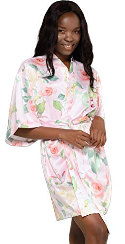 Image of Turquaz Women's Silky Satin Kimono Robes for Bridesmaids, Bride, Short Loungewear, Lingerie Dressing Gown Silk Like VS Robe
