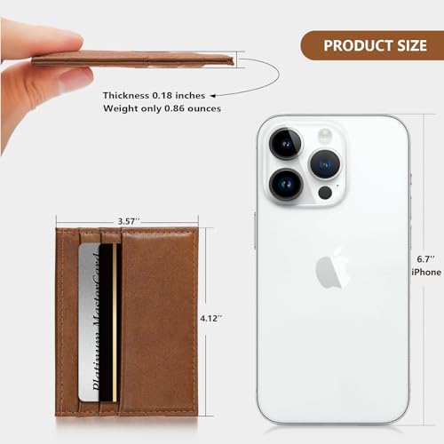 Image of M-Plateau Super Slim Genuine Leather Credit Card Wallet | Card Holder, Small Wallet for Man and Women with 6 Card Slots and 1 Pocket(Tan)
