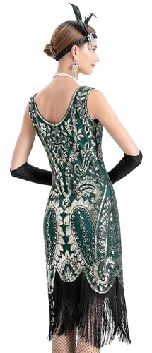 Image of Peacock-inspired 1920s Gatsby Beaded Flapper Sling Dress Womens Vintage Cocktail Dress W /Complete Accessories Set