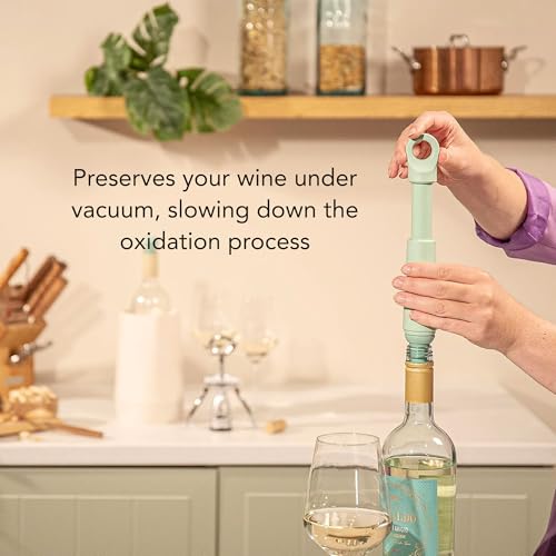 Image of Vacu Vin Wine Saver Blister Vacuum Pump & Stopper | Reusable Wine Preservation System with Click‑Sound Pump & Universal Rubber Stopper (2, Jade)