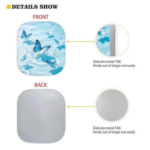 Image of 2 PCS Car Windshield Sun Shade Blue Butterfly Auto Sunshades Sunshade Visor Auto Sun Heat and UV Rays Blocker Foldable Automotive Accessories for Summer Heat UV