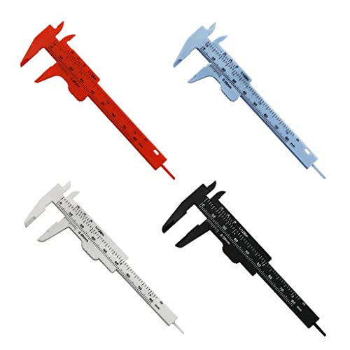 Kcjhagbd Plastic Caliper 4pcs 3inch Vernier Caliper Sliding Caliper Dial Calipers Double Scale Sliding Gauge Measuring Tool Caliper Double Scale Caliper Measuring Tool, Black 0-80mm