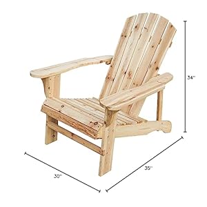 LOKATSE HOME Outdoor Wooden Adirondack Chairs Natural for Yard, Patio, Garden, Lawn LOKATSE HOME Outdoor Wooden Adirondack Chairs Natural for Yard Patio Garden Lawn