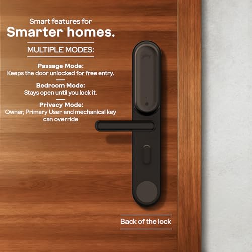 Image of Godrej Smart Lock I GSL D1R | 3 in 1 Digital Lock I Fingerprint, Mobile App & BLE | 360 Biometric | Ideal for Single Wooden Doors I 3 Yrs Warranty I Made in India | | Black