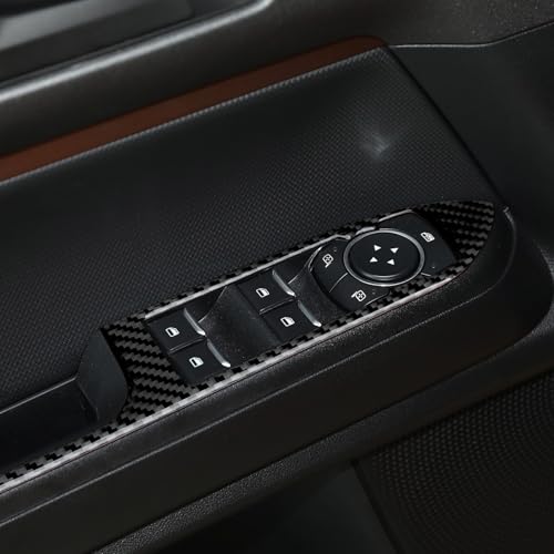 Image of Car Carbon Fiber Front Window Lift Switch Cover Trim for Ford Bronco Sport 2021 2022 2023 2024 Interior Accessories