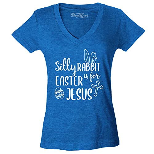 T-shirt Easter is for Jesus femme col en V ajusté pour célébrer Pâques en famille