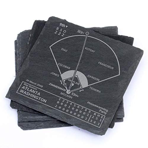 Greatest Nationals Plays: Slate Coasters (Set of 4) | Iconic Washington Baseball Moments | Unique Gift for Sports Fans