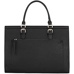 Maletin Elegante Mujer CRAZYCHIC - Bolso de Mano Grande Mujer - Maletín Trabajo Portadocumentos Cuero Piel PU Señora - Larga Tote Shopper Negocios - Bolso de Hombro Bandolera Gran Capacidad Escuela Oficina - Negro