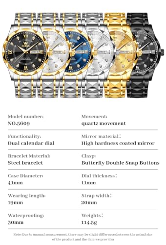 Image of OLEVS Watches for Men Luxury Diamond Casual Large Dial Watches Stainless Steel Waterproof Business Dress Analog Luminous Date Mens Watches