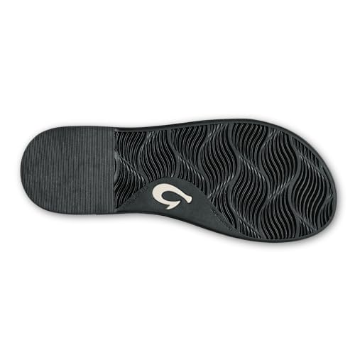 OLUKAI Tiare Women's Slide Sandals, Premium Leather & Stylish Design, All-Day Comfort & Support, Black/Black, 103