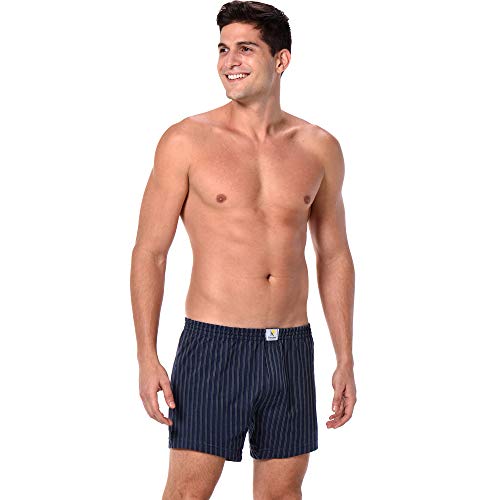 Kit 3 cuecas samba canção com abertura frontal Keeper (M (42/44), Listrada (76% algodão 24% poliéste