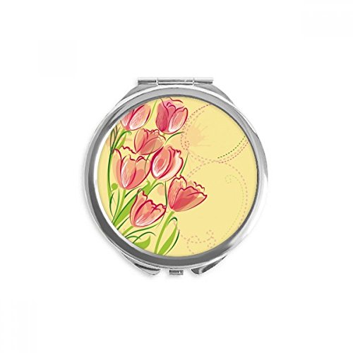 Miroir maquillage de poche tulipe avec illustration peinte de qualité supérieure