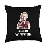 Funny Wine Quotes Gifts & Accessoires Wine Lover Funny Albert Winestein Physics Teacher Throw Pillow, 18x18, Multicolor