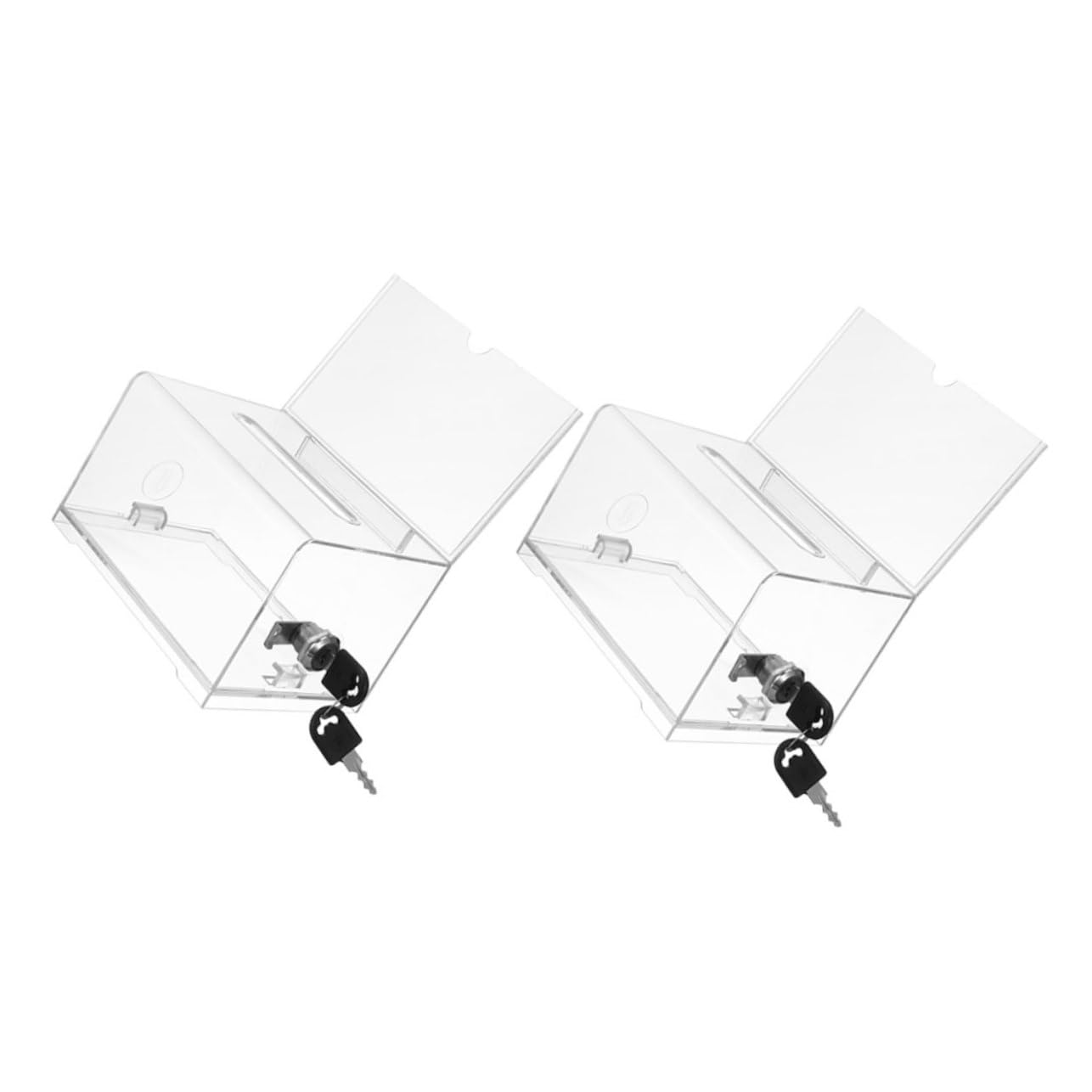 HAPINARY 2pcs Acrylic Business Card Box Lock Large Capacity Card Storage for Office Hotel Mall Event