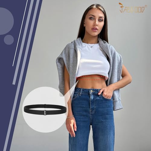 JASGOOD 2 Pcs Crop Top Tuck Waist Band Adjustable Band Tucking Sweaters Shirts Elastic Stretch Belts for Women Men Change Style of Your Tops(Black+32 * 2cmBlack)2