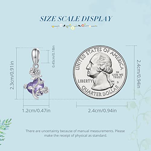 Heart Dangle Charm Rose Flower Bead Charm 925 Sterling Silver Charms For Bracelets Cubic Zirconia Purple Heart Charms Birthday Thanksgiving Christmas Jewelry Gift For Women Girls #TOP2