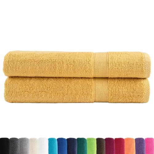 vidaXL Toallas de Sauna 2 uds 100% algodón Amarillo 80x200 cm 600 gsm, Toalla, Toalla súper Suave, Toalla Sauna Desnuda, Toalla con Lazo para Colgar