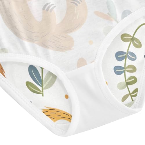 Toddler Panties, Cute Cartoon Sloth White Girls Cotton Underwear, 2T–8 Years4