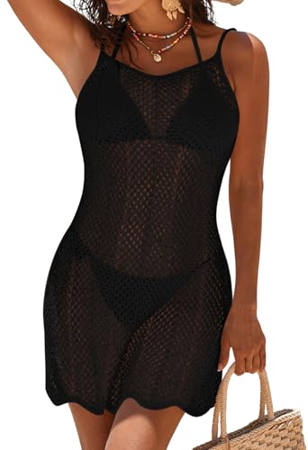 Pink Queen Women Swimsuit Crochet Swim Cover Up Summer Bathing Suit Swimwear Mesh Knit Beach Dress